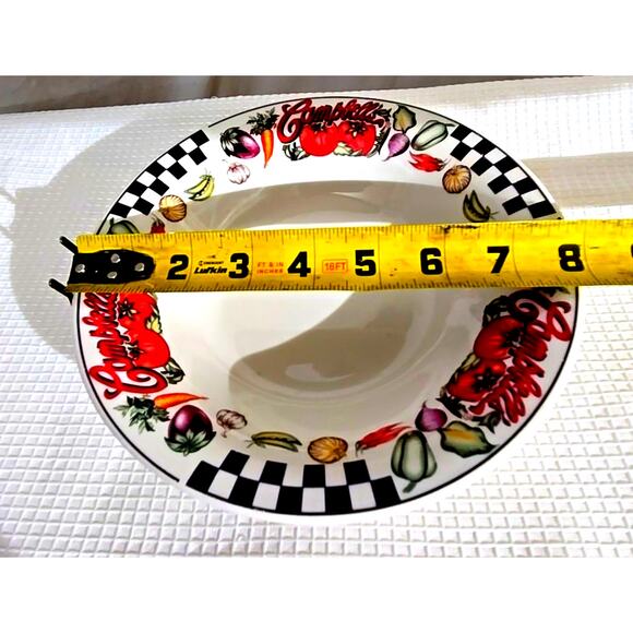 Vtg 90s Gibson/Campbell Soup/Salad Bowl Set of 3 Checkered Veggies 8" Logo - Picture 5 of 5